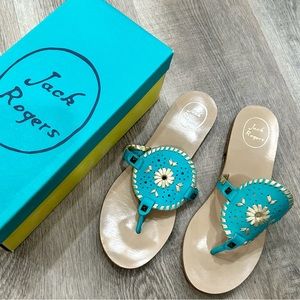 Jack Rogers Georgica Sandal Carribean Blue and Gold